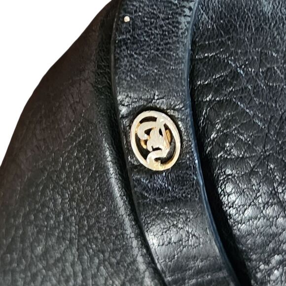 Vintage Juicy Couture Handbag Purse Black Leather w/ Gold Accents Shoulder - Picture 4 of 15
